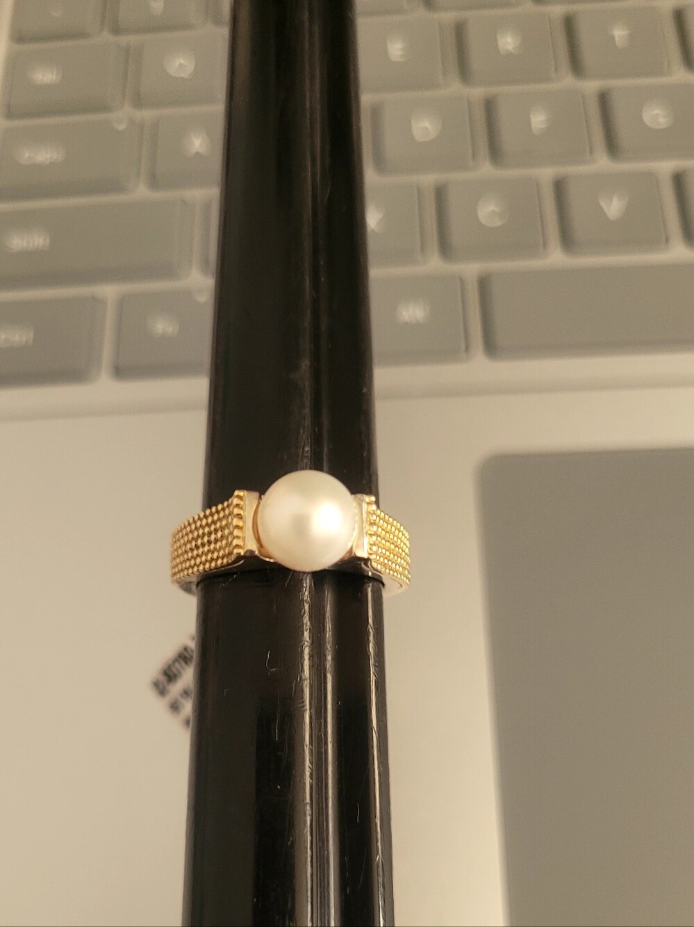 LAGOS 18K 925 Sterling Silver Luna Pearl Lux Caviar Ring 7